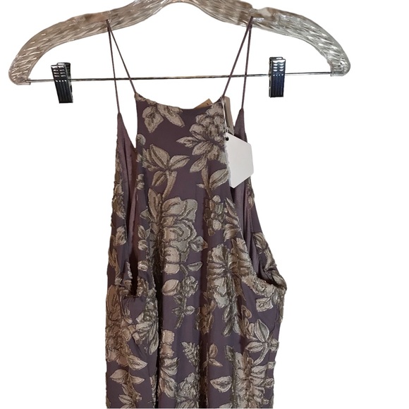 Lazy Sundays Women's Floral Halter Dress Sleeveless Purple Tan Size M NWT - Picture 8 of 14
